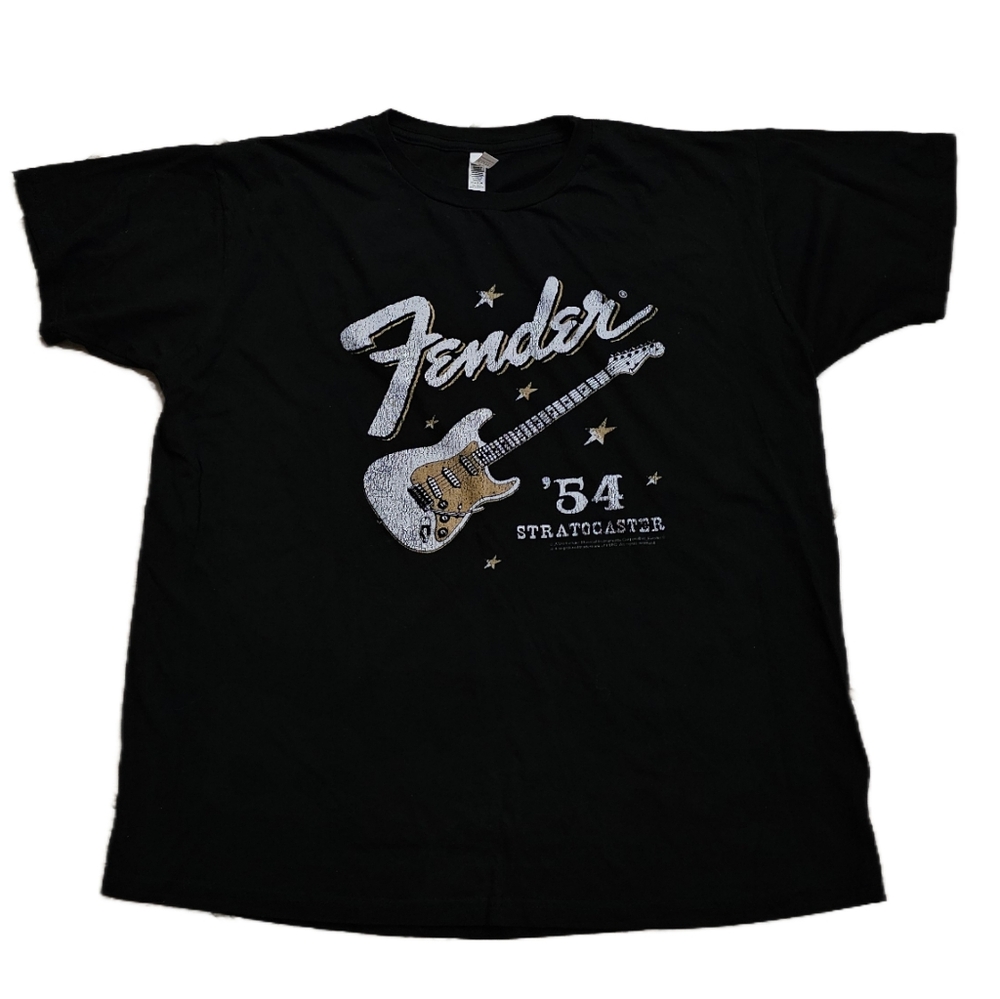 Fender '54 Stratocaster Electric Guitar Black T-Shirt Men XL Six String Music